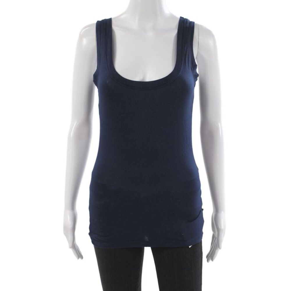 Velvet by Graham & Spencer Womens Basic Blue Scoop Neck Cotton Tank Size S